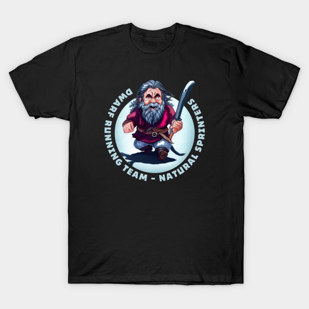 Dwarf Running Team - Natural Sprinters II - Dark - Fantasy Funny Running T-Shirt by Fenay-Designs